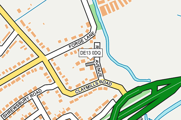 DE13 0DQ map - OS OpenMap – Local (Ordnance Survey)