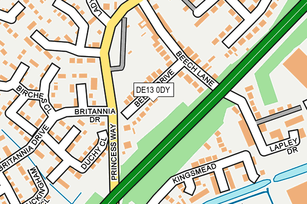 DE13 0DY map - OS OpenMap – Local (Ordnance Survey)