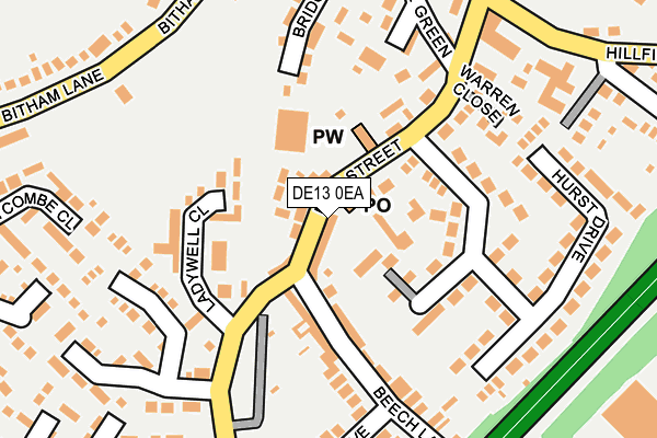 DE13 0EA map - OS OpenMap – Local (Ordnance Survey)