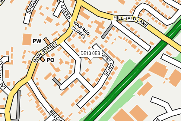 DE13 0EB map - OS OpenMap – Local (Ordnance Survey)