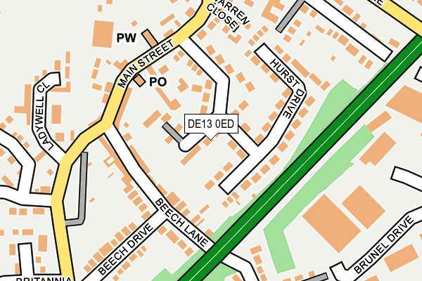DE13 0ED map - OS OpenMap – Local (Ordnance Survey)