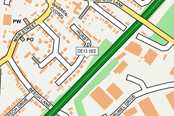 DE13 0EE map - OS OpenMap – Local (Ordnance Survey)