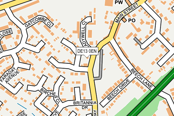 DE13 0EN map - OS OpenMap – Local (Ordnance Survey)