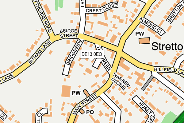 DE13 0EQ map - OS OpenMap – Local (Ordnance Survey)