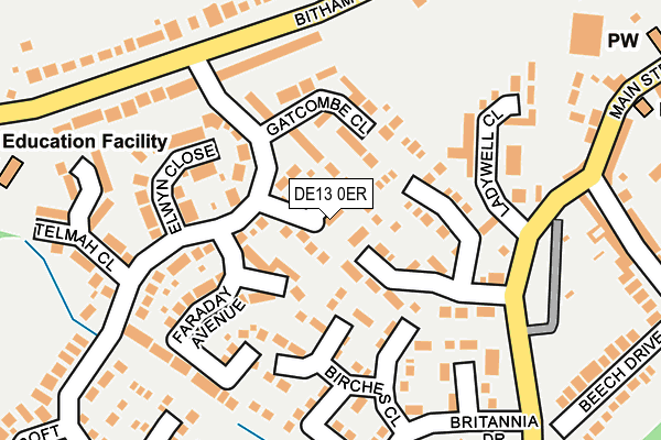 DE13 0ER map - OS OpenMap – Local (Ordnance Survey)