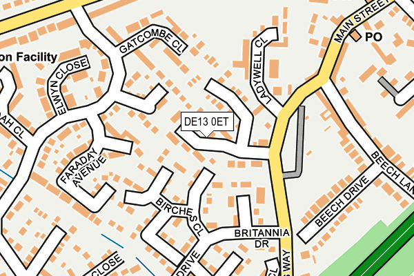 DE13 0ET map - OS OpenMap – Local (Ordnance Survey)