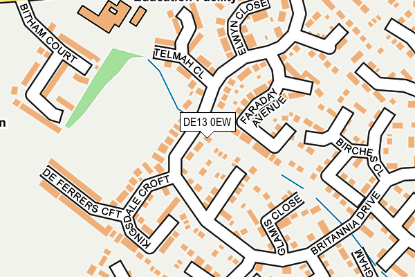 DE13 0EW map - OS OpenMap – Local (Ordnance Survey)