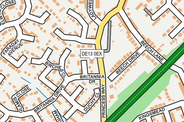 DE13 0EX map - OS OpenMap – Local (Ordnance Survey)