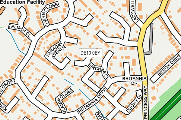 DE13 0EY map - OS OpenMap – Local (Ordnance Survey)