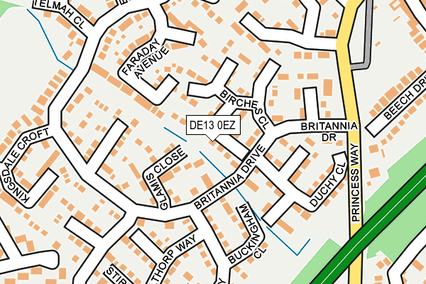 DE13 0EZ map - OS OpenMap – Local (Ordnance Survey)