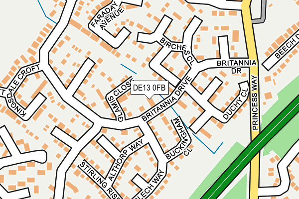 DE13 0FB map - OS OpenMap – Local (Ordnance Survey)