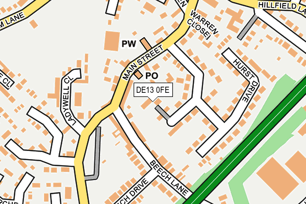 DE13 0FE map - OS OpenMap – Local (Ordnance Survey)
