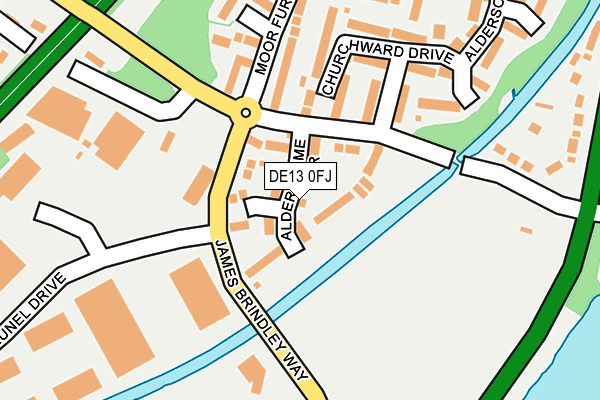 DE13 0FJ map - OS OpenMap – Local (Ordnance Survey)