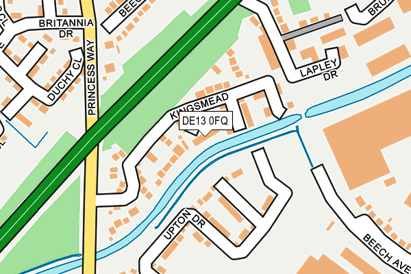 DE13 0FQ map - OS OpenMap – Local (Ordnance Survey)