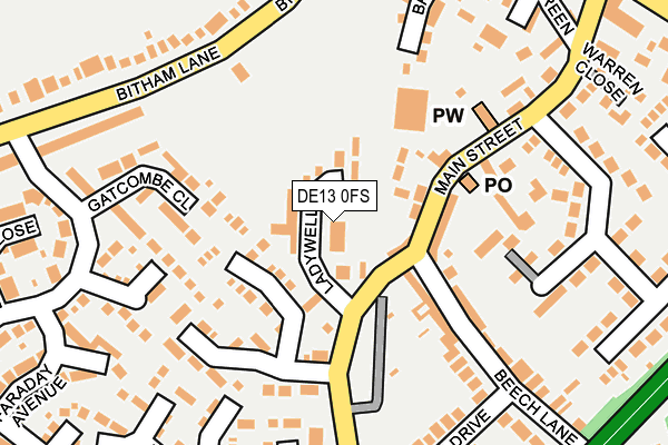 DE13 0FS map - OS OpenMap – Local (Ordnance Survey)