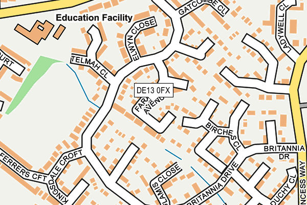 DE13 0FX map - OS OpenMap – Local (Ordnance Survey)