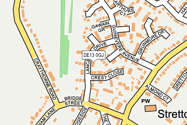 DE13 0GJ map - OS OpenMap – Local (Ordnance Survey)