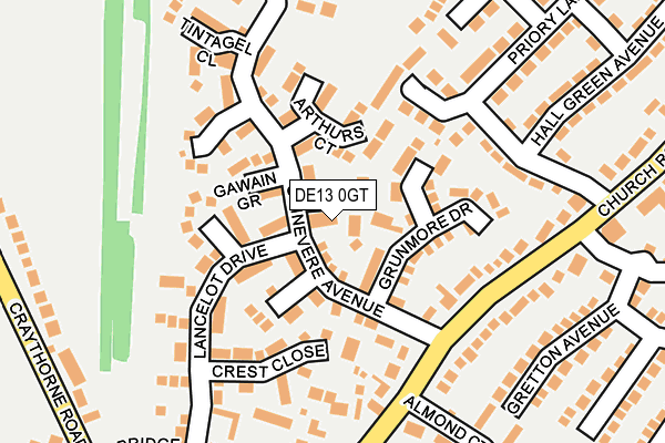 DE13 0GT map - OS OpenMap – Local (Ordnance Survey)