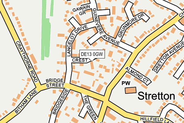 DE13 0GW map - OS OpenMap – Local (Ordnance Survey)