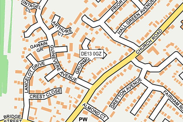 DE13 0GZ map - OS OpenMap – Local (Ordnance Survey)