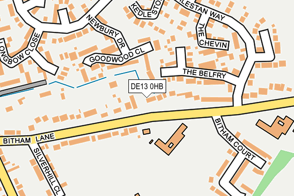 DE13 0HB map - OS OpenMap – Local (Ordnance Survey)