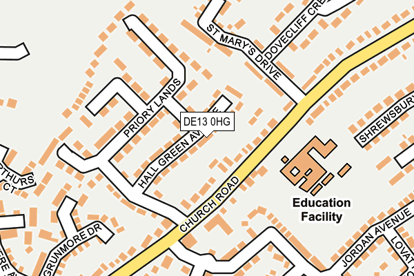 DE13 0HG map - OS OpenMap – Local (Ordnance Survey)