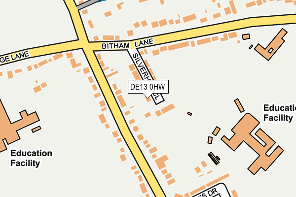 DE13 0HW map - OS OpenMap – Local (Ordnance Survey)