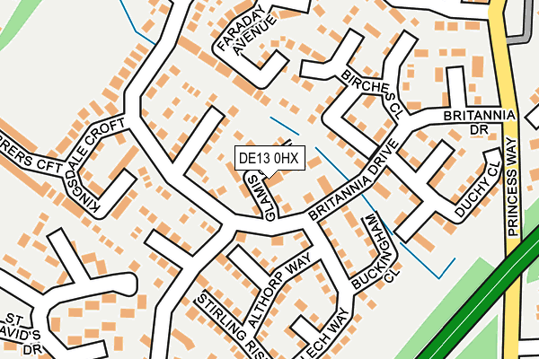 DE13 0HX map - OS OpenMap – Local (Ordnance Survey)