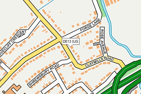 DE13 0JG map - OS OpenMap – Local (Ordnance Survey)