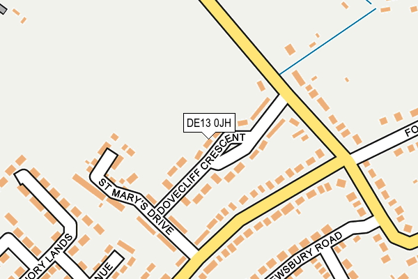 DE13 0JH map - OS OpenMap – Local (Ordnance Survey)