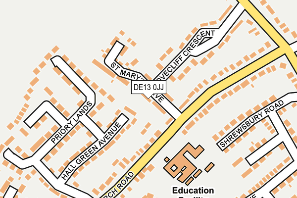 DE13 0JJ map - OS OpenMap – Local (Ordnance Survey)