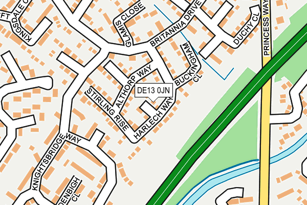 DE13 0JN map - OS OpenMap – Local (Ordnance Survey)