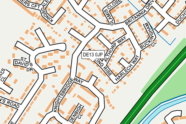 DE13 0JP map - OS OpenMap – Local (Ordnance Survey)