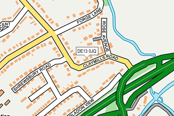DE13 0JQ map - OS OpenMap – Local (Ordnance Survey)