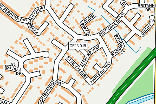 DE13 0JR map - OS OpenMap – Local (Ordnance Survey)
