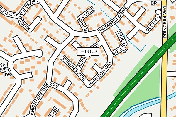 DE13 0JS map - OS OpenMap – Local (Ordnance Survey)