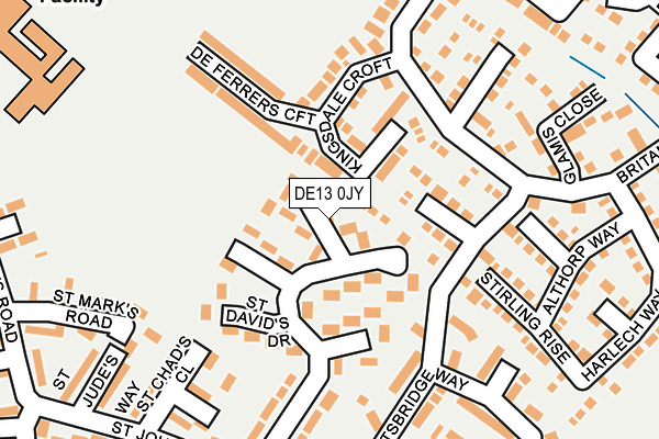 DE13 0JY map - OS OpenMap – Local (Ordnance Survey)