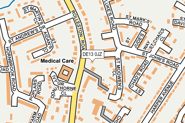 DE13 0JZ map - OS OpenMap – Local (Ordnance Survey)