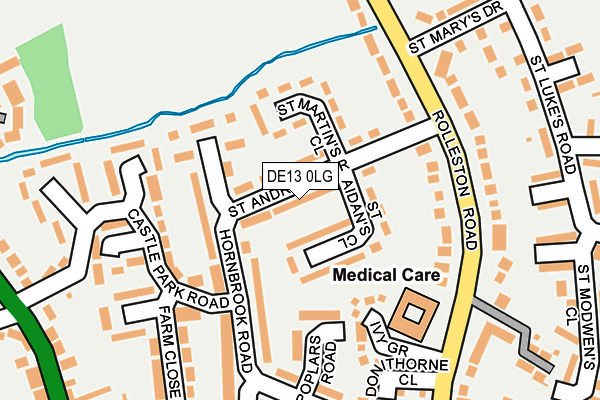 DE13 0LG map - OS OpenMap – Local (Ordnance Survey)