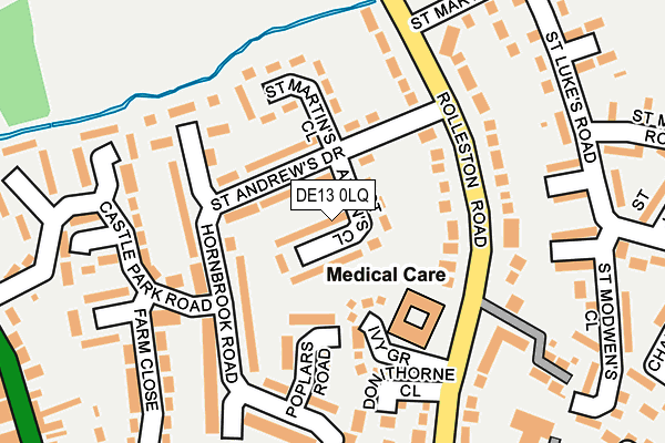 DE13 0LQ map - OS OpenMap – Local (Ordnance Survey)