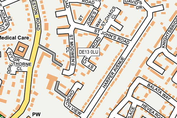 DE13 0LU map - OS OpenMap – Local (Ordnance Survey)