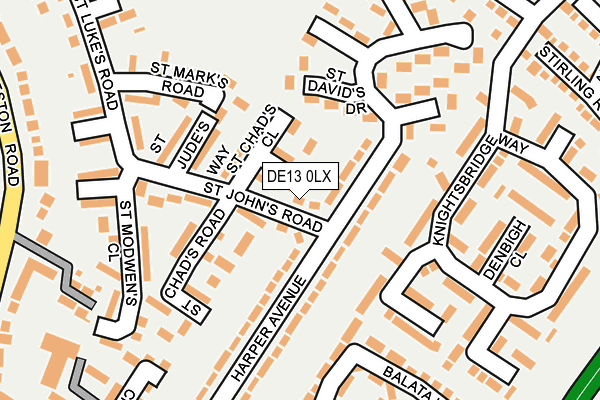 DE13 0LX map - OS OpenMap – Local (Ordnance Survey)