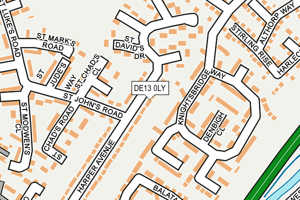 DE13 0LY map - OS OpenMap – Local (Ordnance Survey)