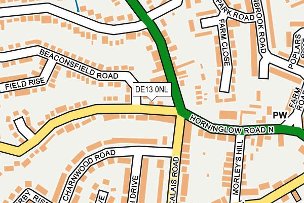 DE13 0NL map - OS OpenMap – Local (Ordnance Survey)