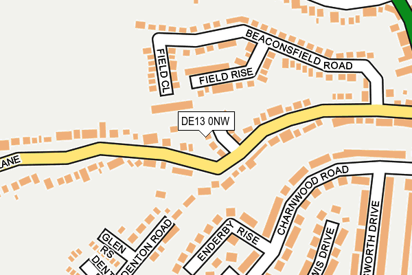 DE13 0NW map - OS OpenMap – Local (Ordnance Survey)