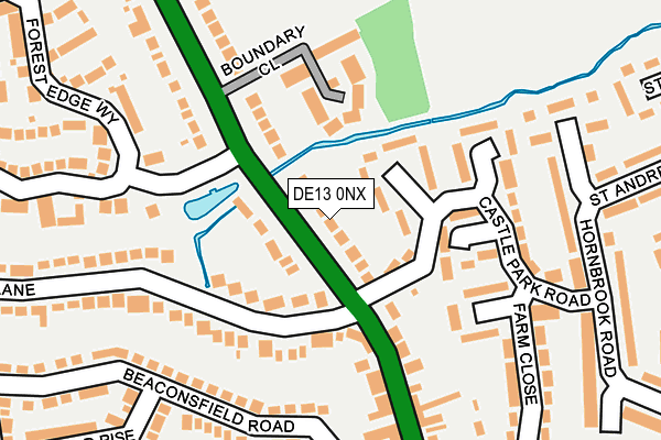 DE13 0NX map - OS OpenMap – Local (Ordnance Survey)