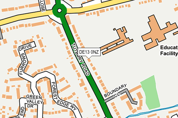 DE13 0NZ map - OS OpenMap – Local (Ordnance Survey)
