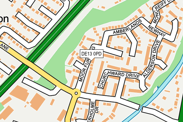 DE13 0PD map - OS OpenMap – Local (Ordnance Survey)