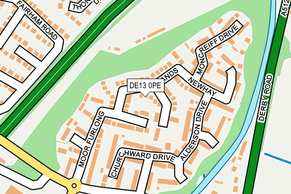 DE13 0PE map - OS OpenMap – Local (Ordnance Survey)