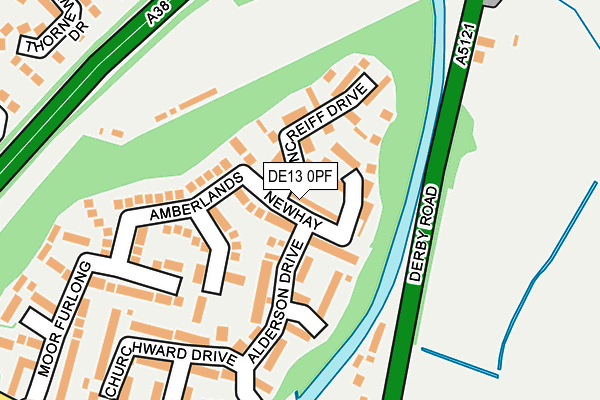DE13 0PF map - OS OpenMap – Local (Ordnance Survey)